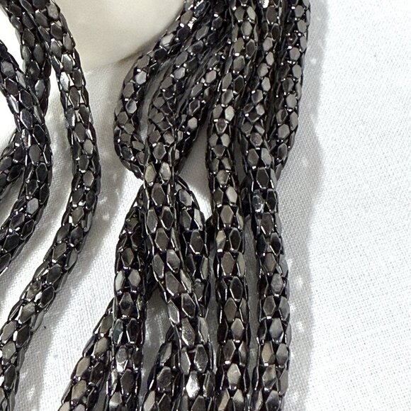 Vintage Gothic Punk Gunmetal Crystal Multistrand Station Statement Necklace 90s - Picture 3 of 7
